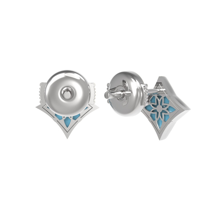 Серьги из белого золота 585 пробы c бирюзой