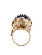 Кольцо из золота c эмалью и лазуритом