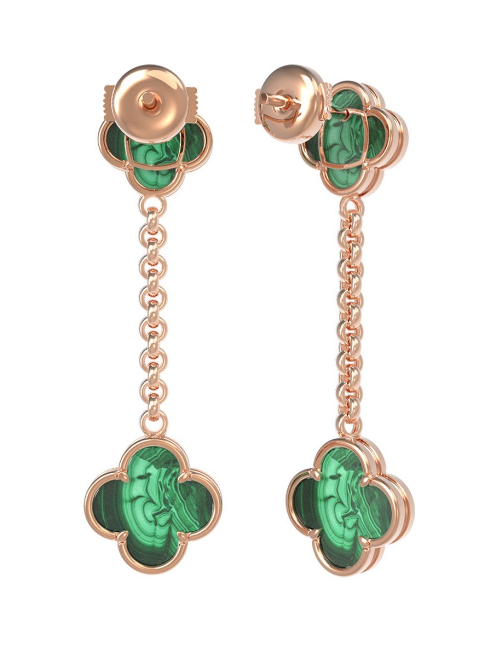 Серьги из золота c малахитом