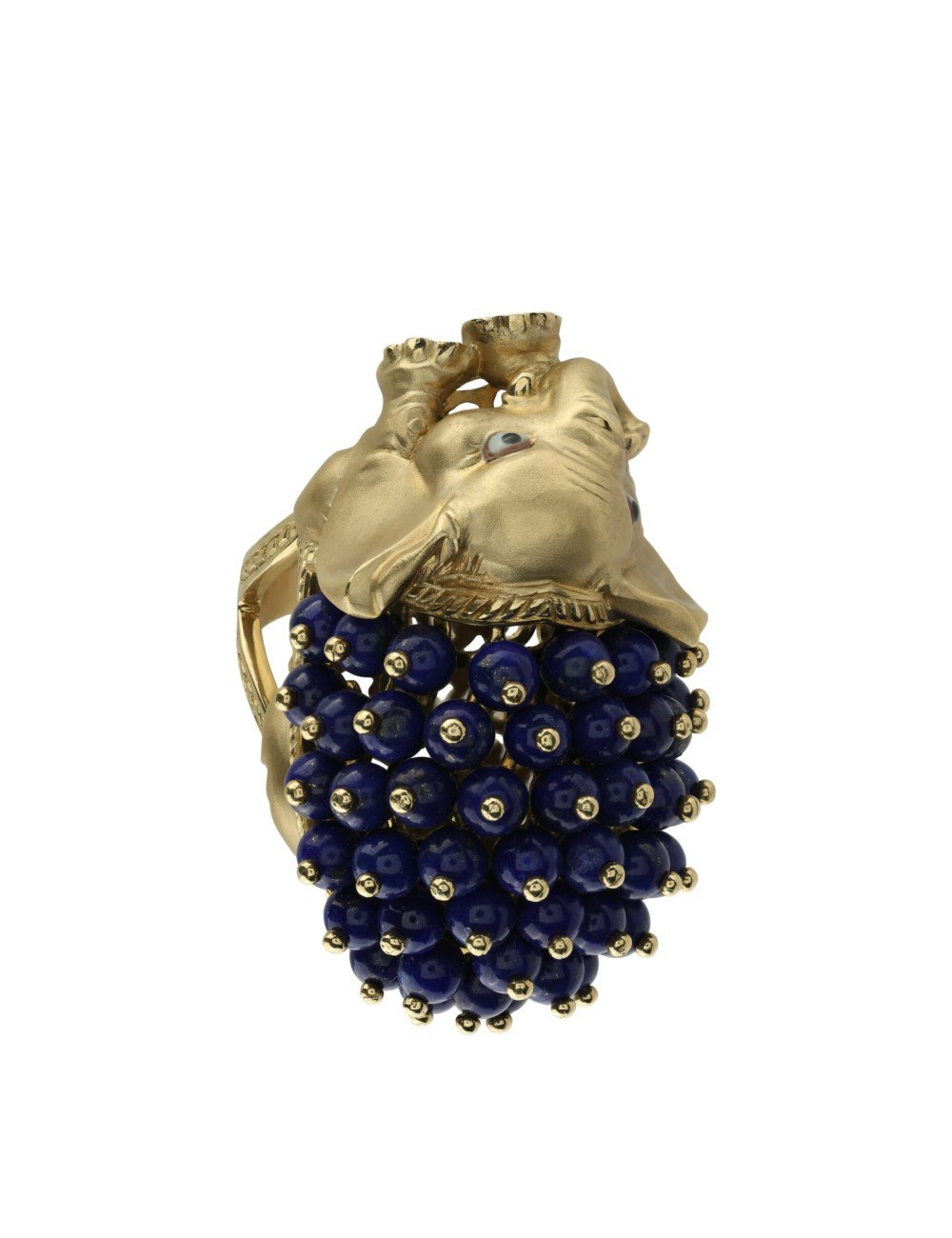 Кольцо из лимонного золота c эмалью и лазуритом