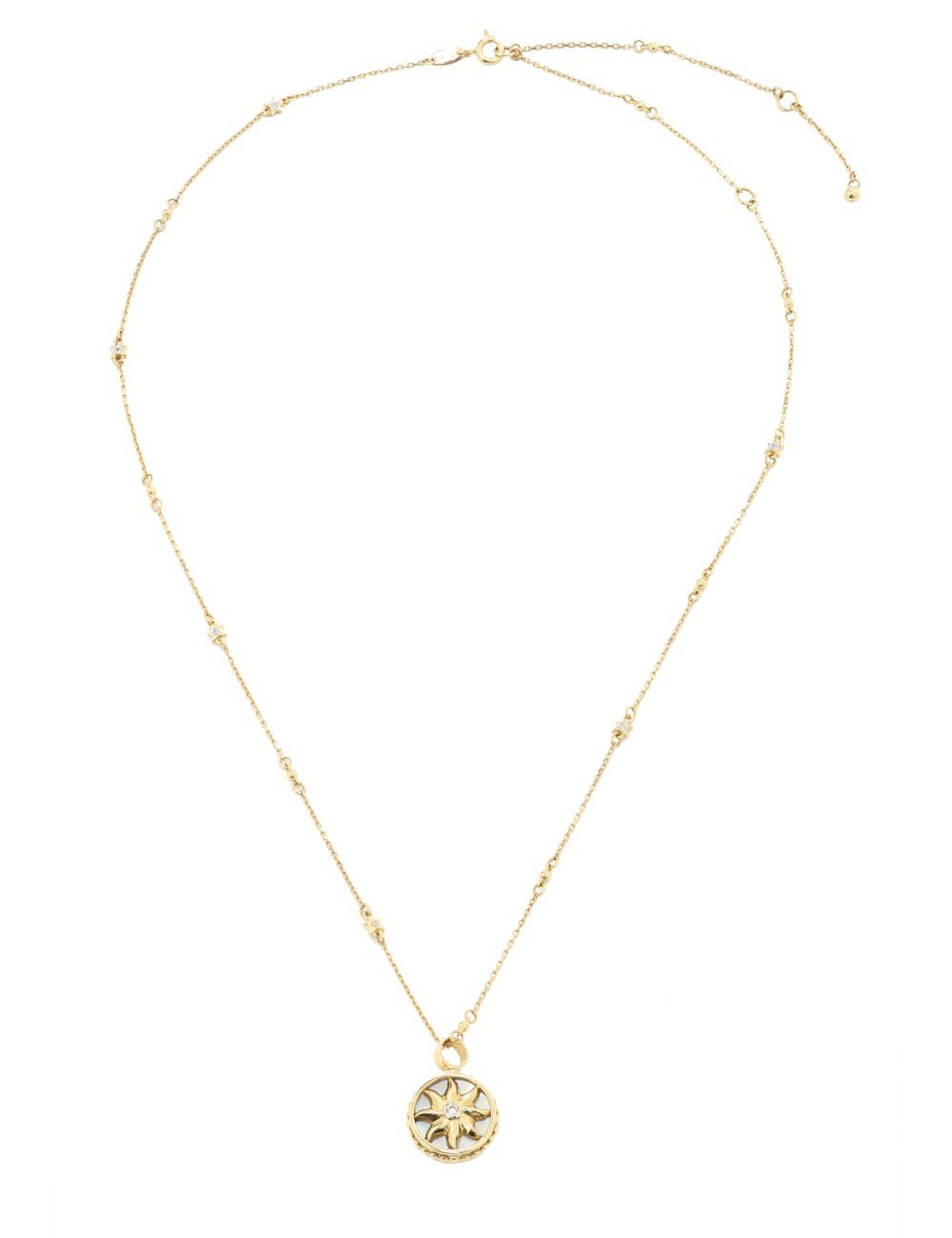 Колье из лимонного золота c бриллиантами, ониксом и перламутром