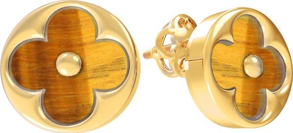 Серьги из лимонного золота c тигровым глазом