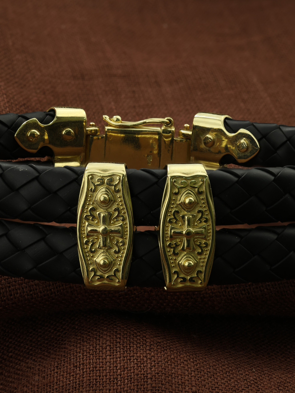 Браслет из лимонного золота 585 пробы c шнурком