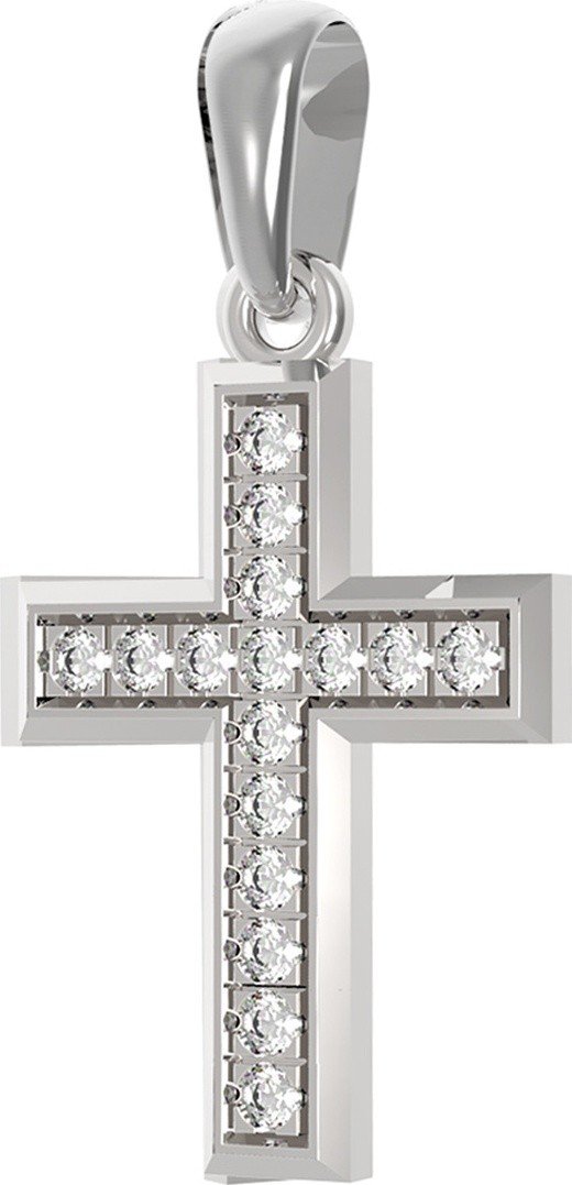 Крест из белого золота c бриллиантами
