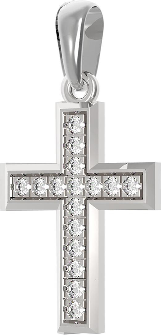 Крест из белого золота 585 пробы c бриллиантами