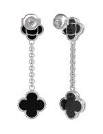 Серьги из белого золота c ониксом