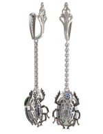 Серьги из белого золота c эмалью, фианитом и сапфиром