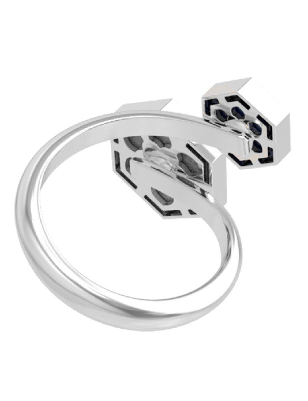 Кольцо из белого золота c лазуритом и перламутром