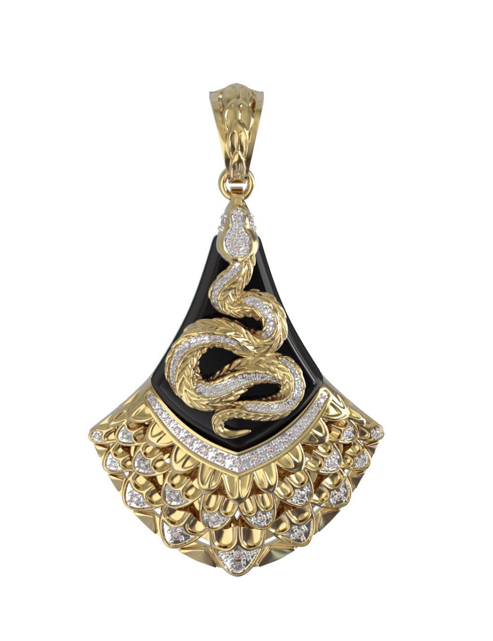 Подвеска из лимонного золота c бриллиантами и ониксом