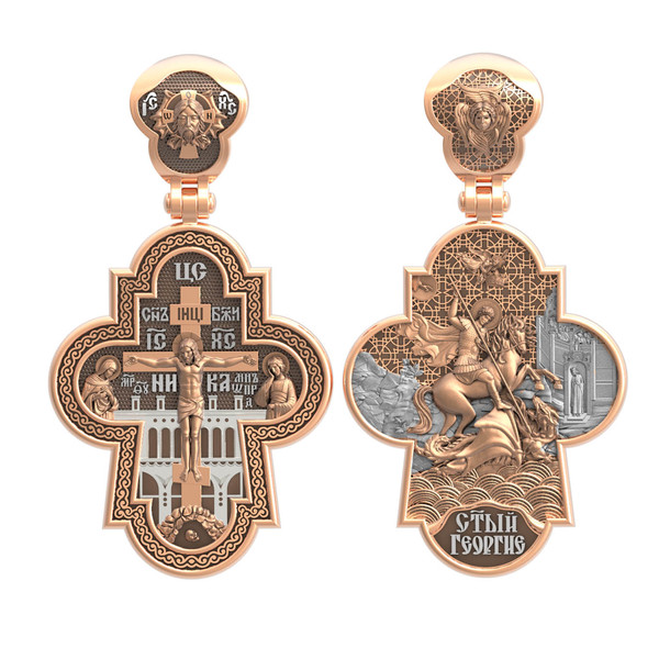 Крест из красного золота 585 пробы