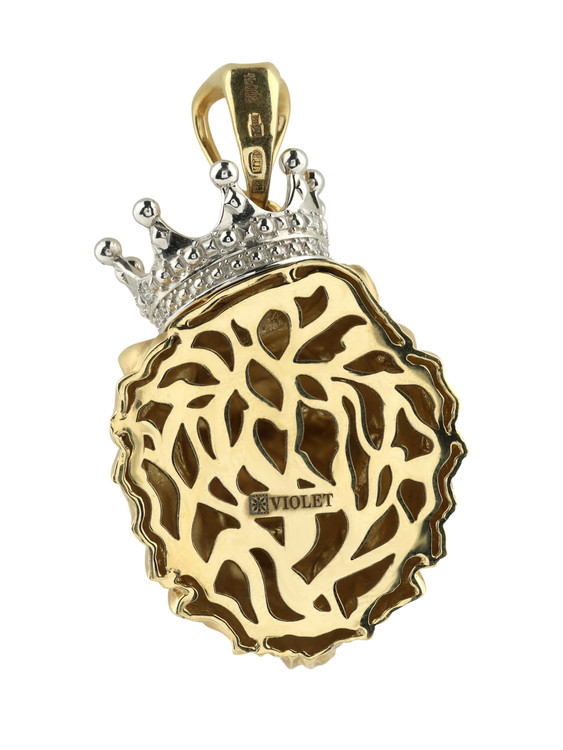 Подвеска из лимонного золота 585 пробы c эмалью и бриллиантами