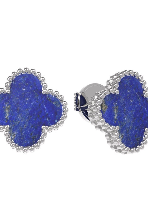 Серьги из белого золота c лазуритом