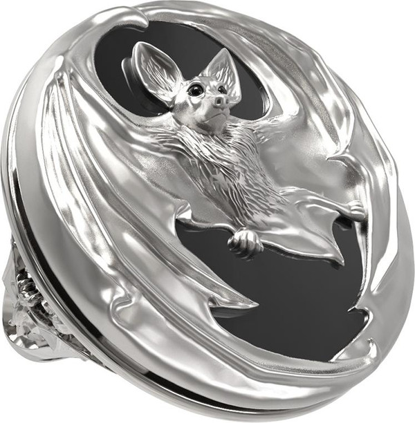 Кольцо из белого золота 585 пробы c эмалью и ониксом