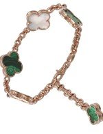 Браслет из золота c малахитом и перламутром