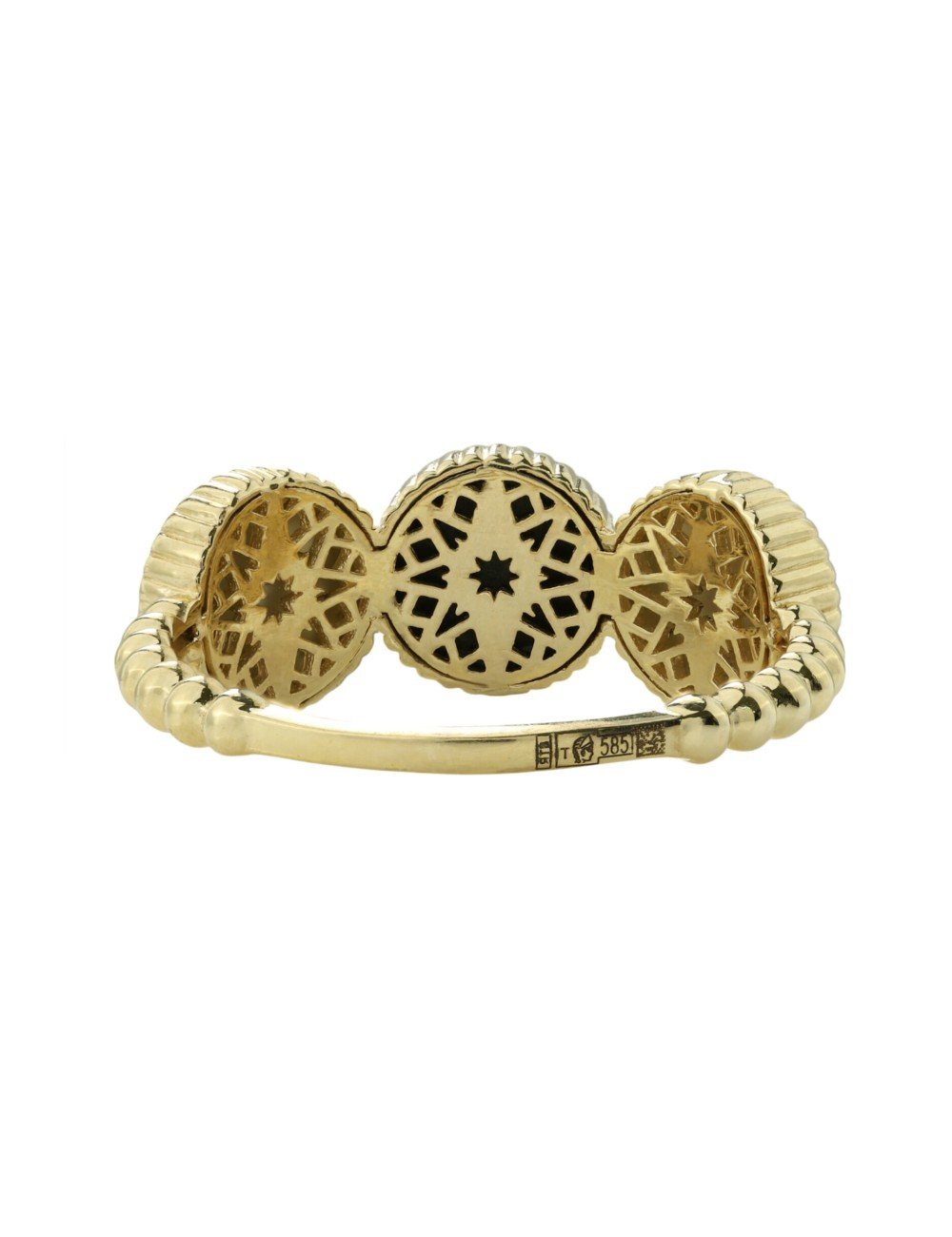 Кольцо из лимонного золота c бриллиантами, малахитом и перламутром