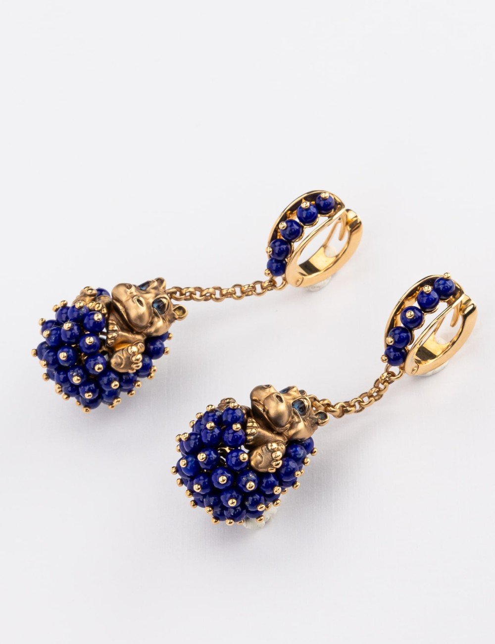 Серьги из золота c эмалью и лазуритом