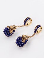 Серьги из золота c эмалью и лазуритом