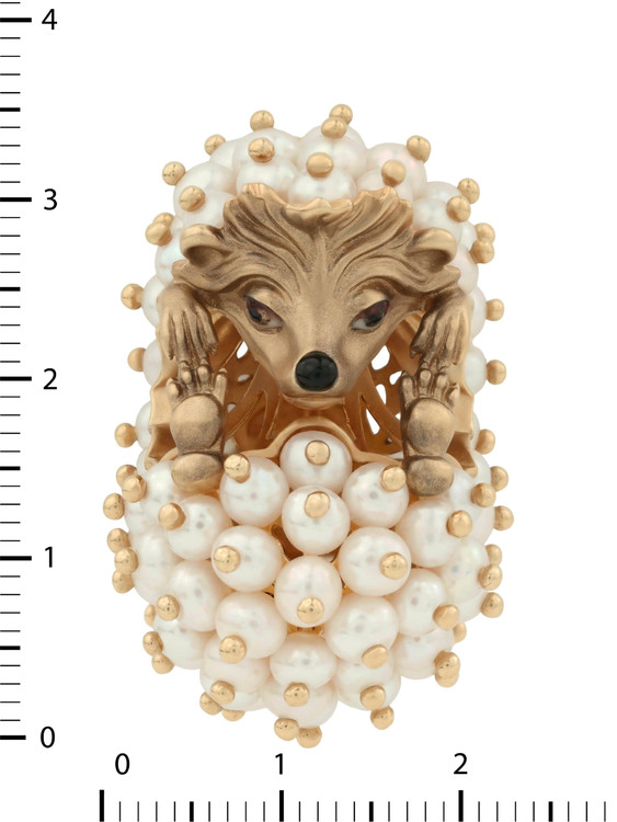 Подвеска из красного золота 585 пробы c эмалью и жемчугом