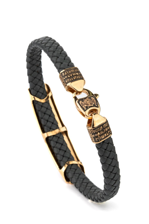 Браслет из красного золота 585 пробы c кожаным шнурком