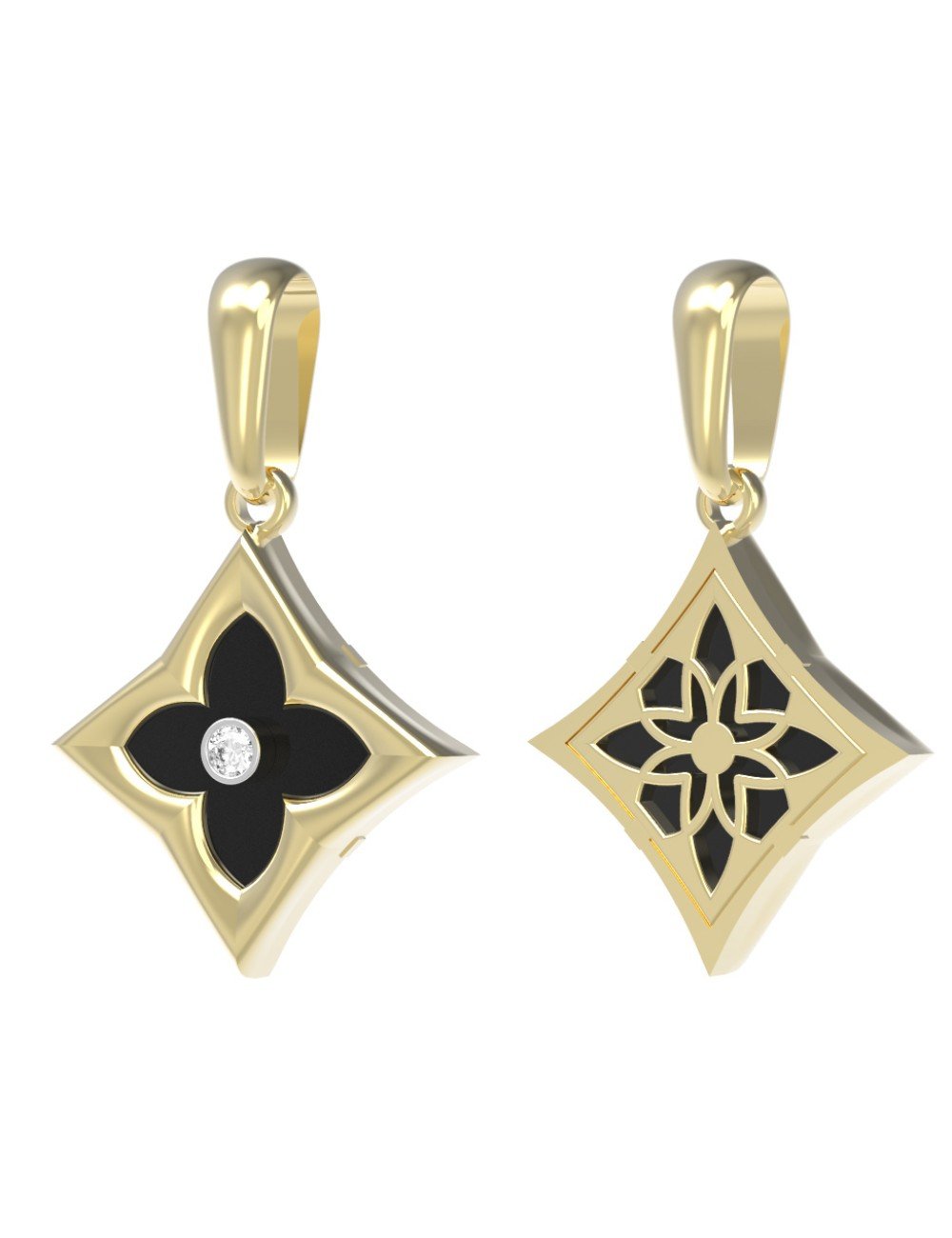 Подвеска из лимонного золота c бриллиантами и ониксом