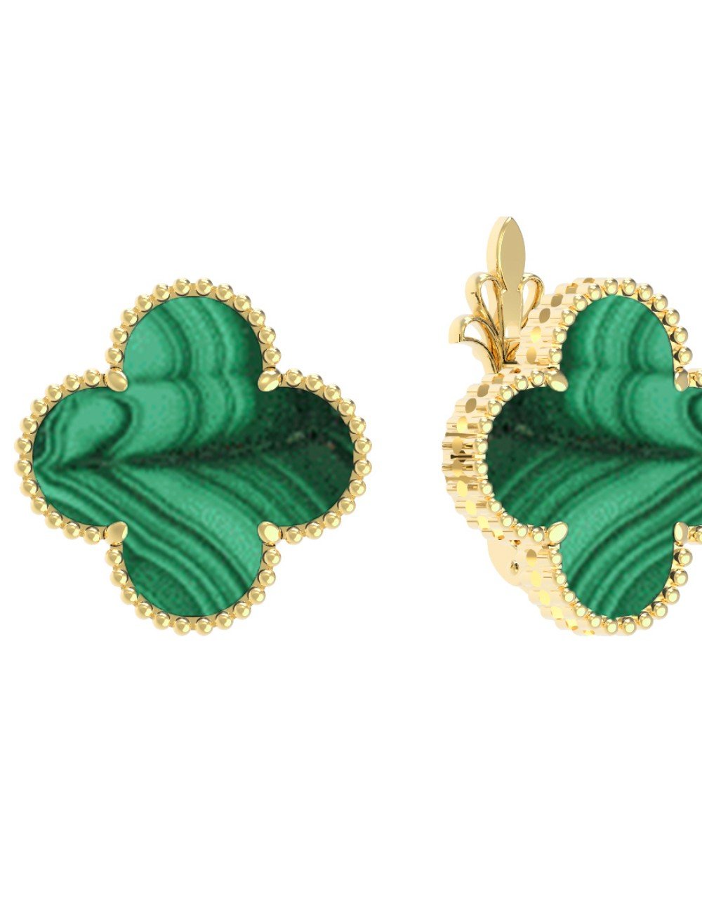 Серьги из лимонного золота c малахитом