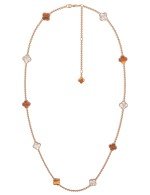 Колье из золота c тигровым глазом и перламутром