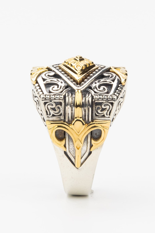 Кольцо из серебра 925 пробы и золота 750 пробы c рубином