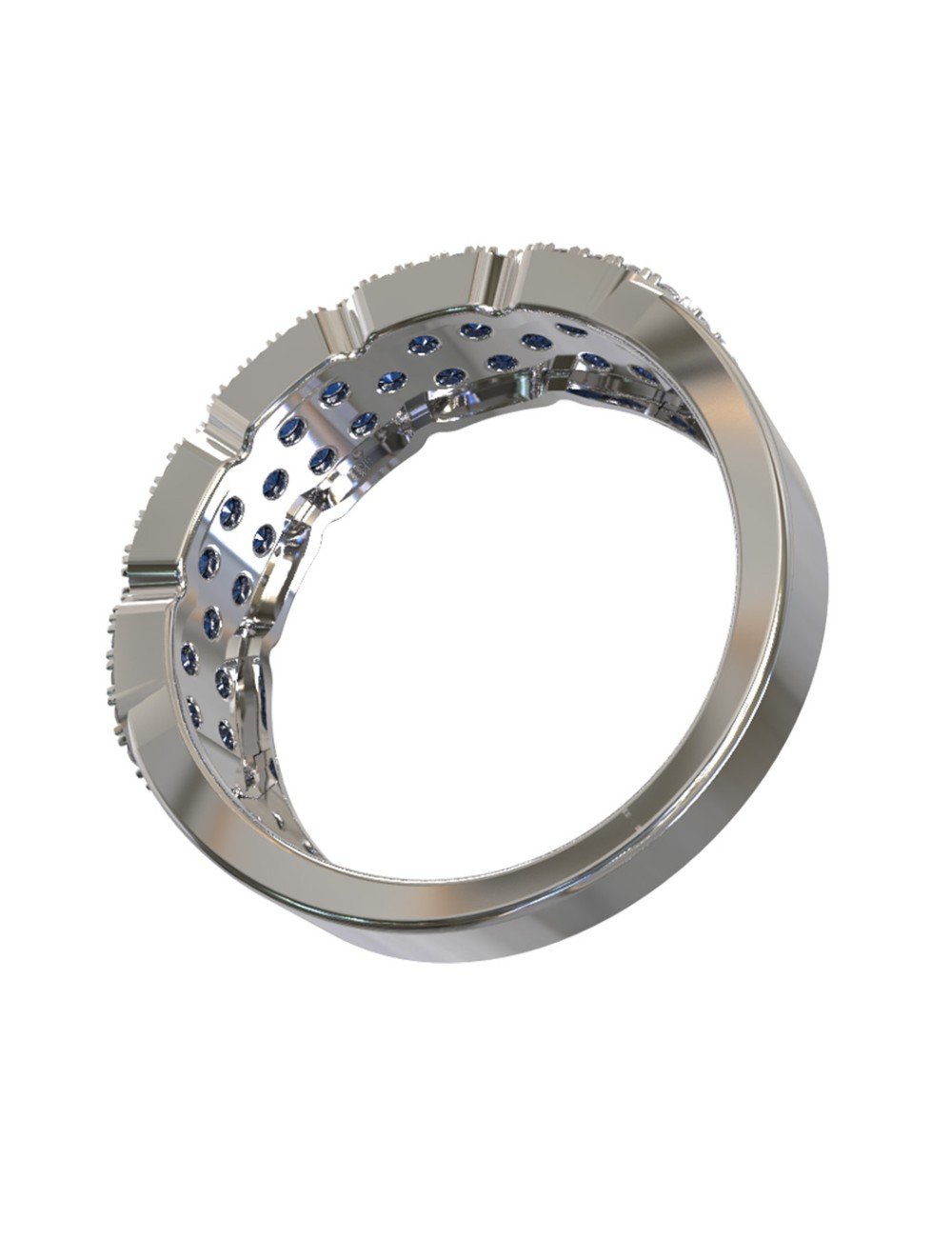 Кольцо из белого золота c бриллиантами и сапфиром