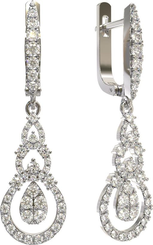 Серьги из белого золота 585 пробы c бриллиантами