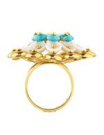 Кольцо из лимонного золота c бирюзой и перламутром