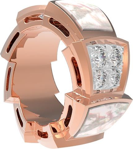 Подвеска из красного золота 585 пробы c бриллиантами и перламутром