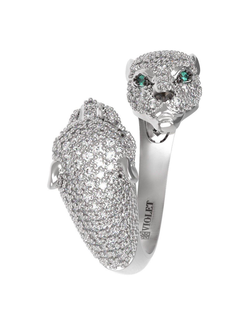 Кольцо из белого золота c бриллиантами и изумрудом