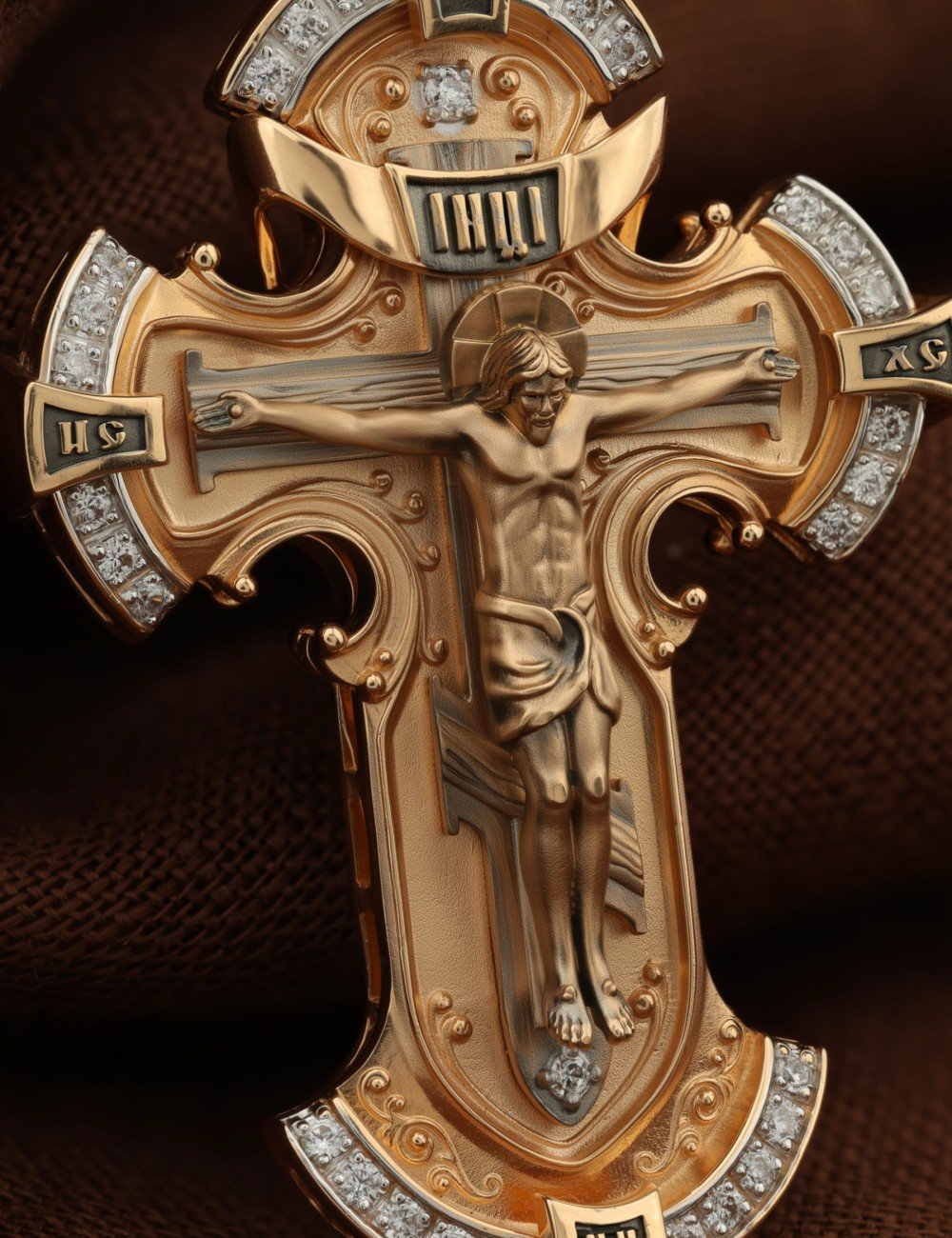 Крест из золота c фианитом