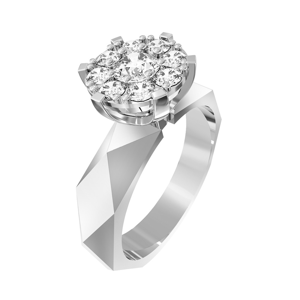 Кольцо из белого золота 585 пробы c бриллиантами