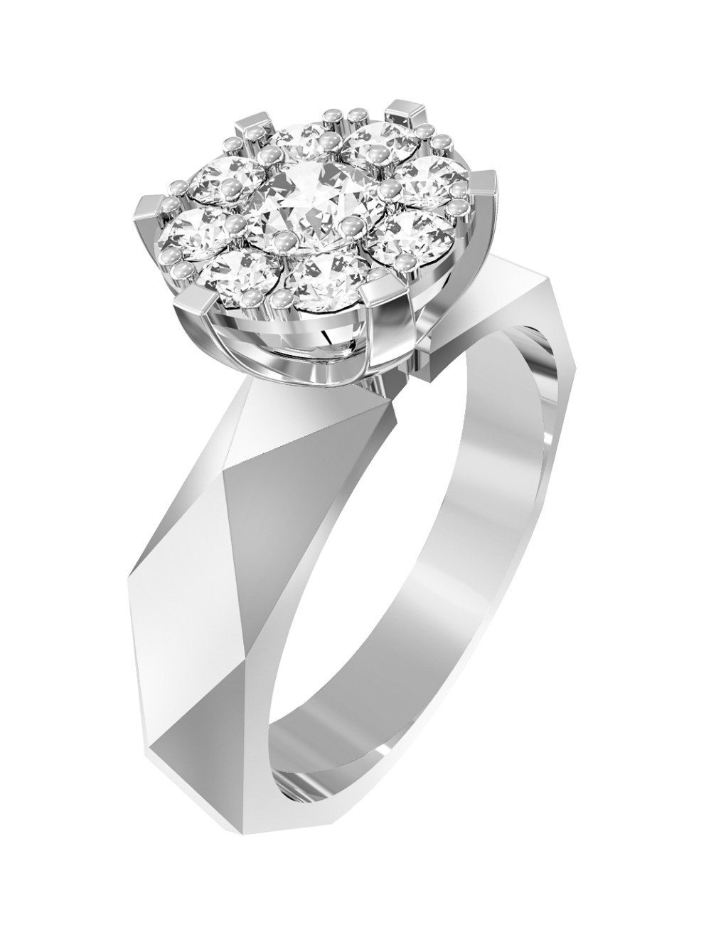 Кольцо из белого золота c бриллиантами