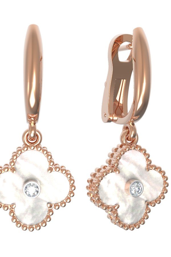 Серьги из золота c бриллиантами и перламутром