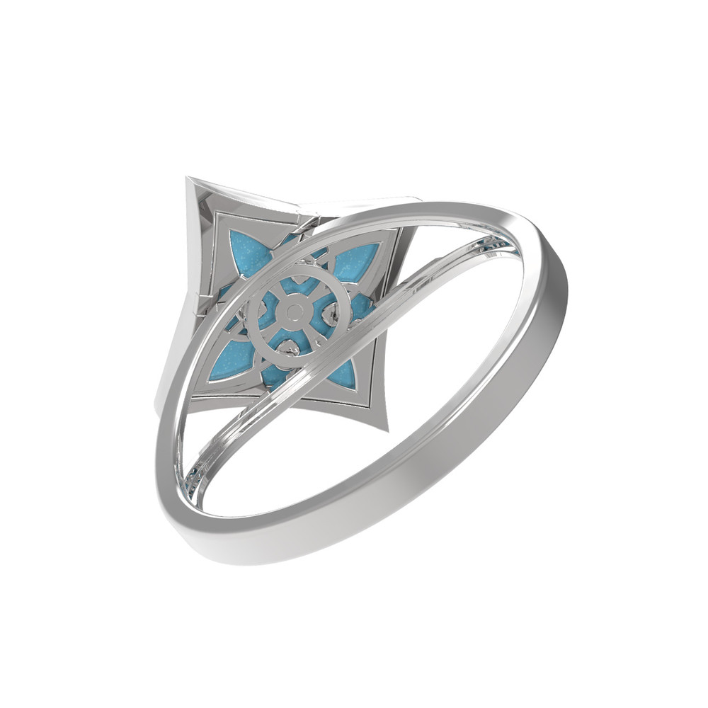 Кольцо из белого золота 585 пробы c бирюзой