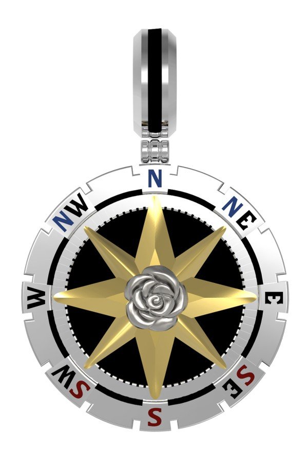 Подвеска из белого золота c эмалью и ониксом