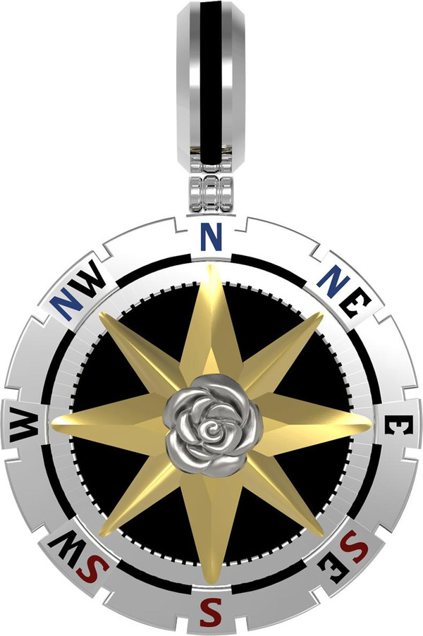 Подвеска из белого золота 585 пробы c эмалью и ониксом