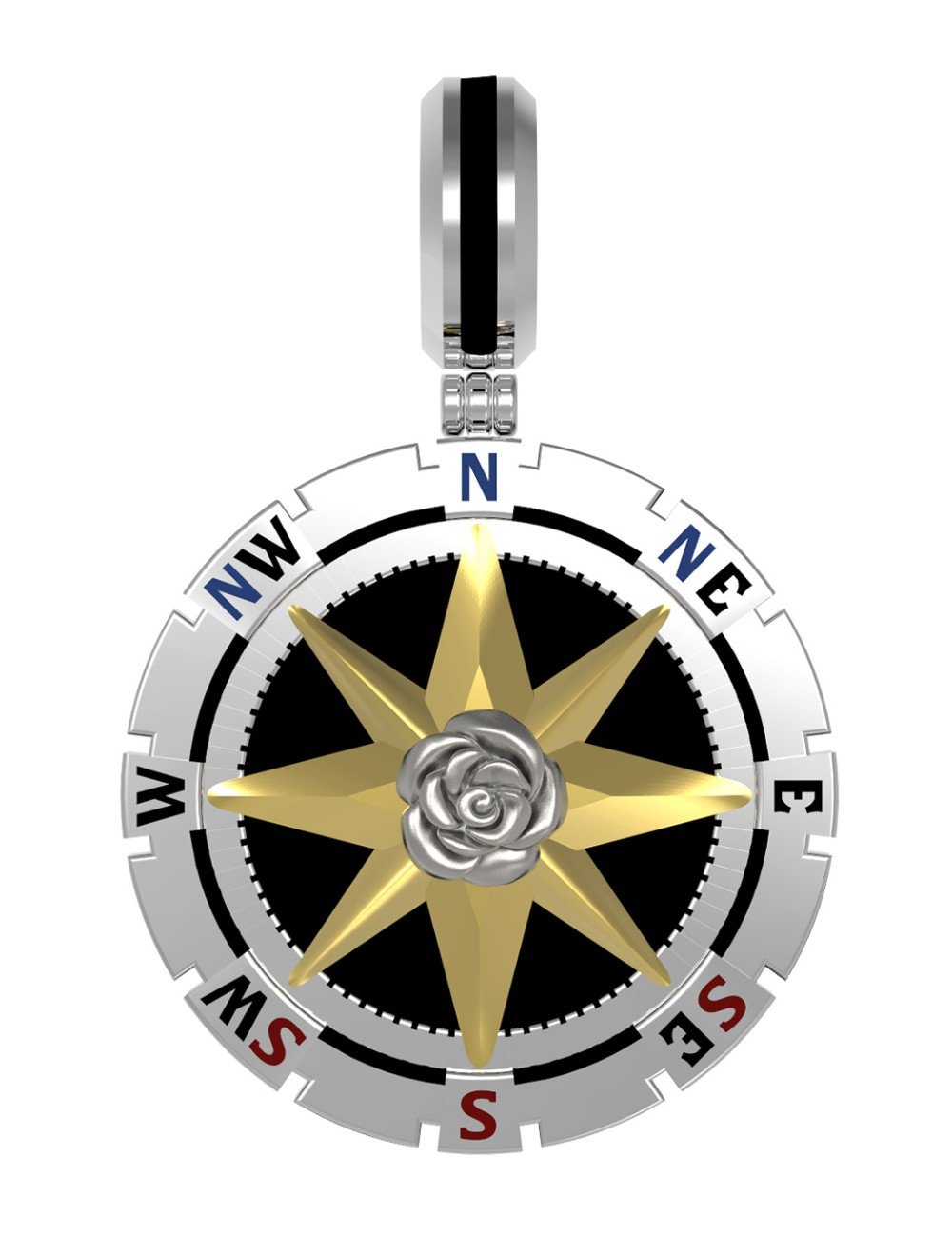 Подвеска из белого золота c эмалью и ониксом