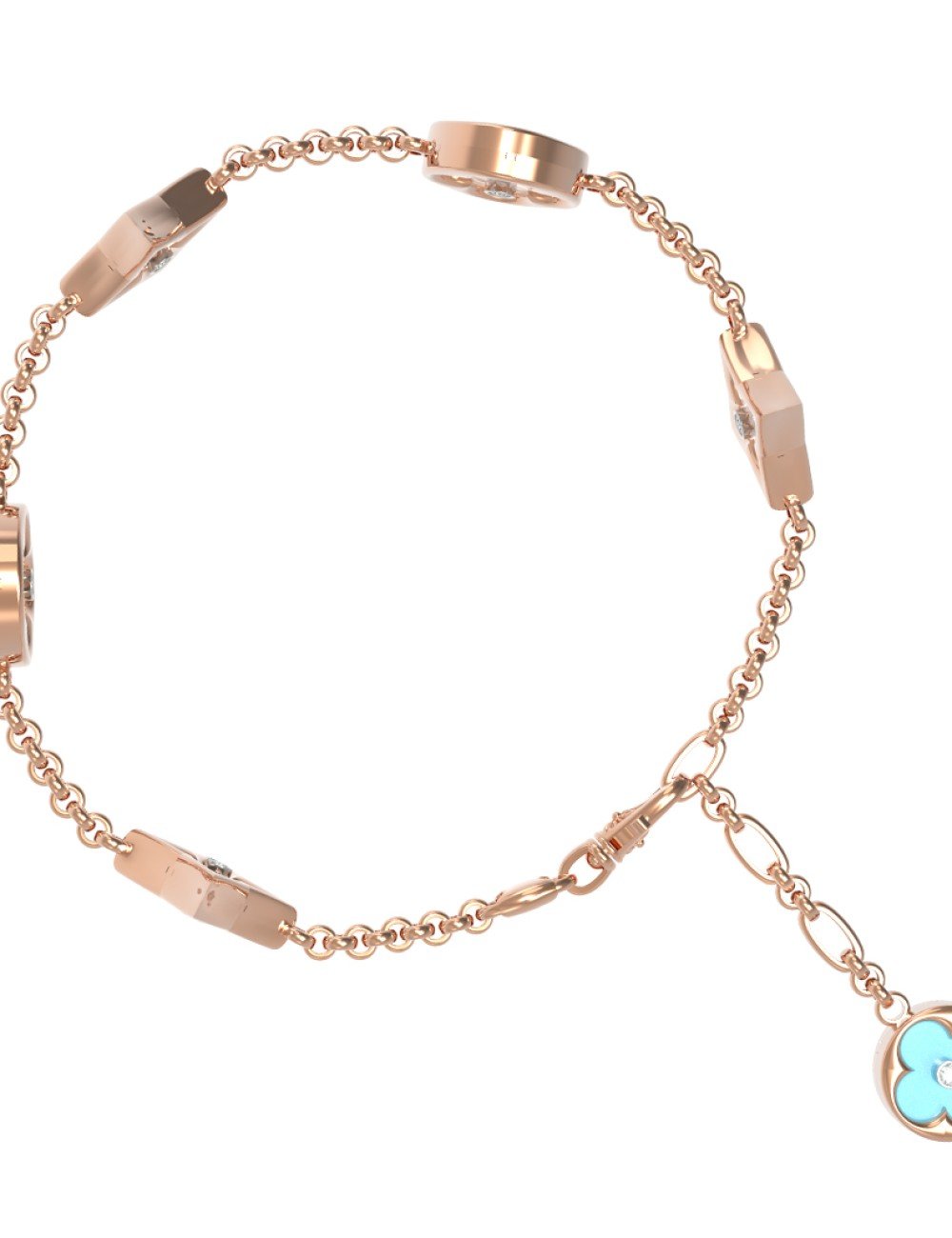 Браслет из золота c бриллиантами, бирюзой и перламутром