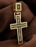 Крест из лимонного золота c эмалью и эбеновым деревом