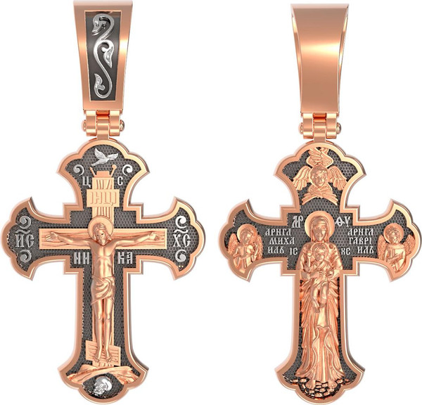 Крест из красного золота 585 пробы