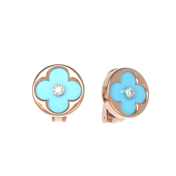 Серьги из красного золота 585 пробы c бриллиантами и бирюзой