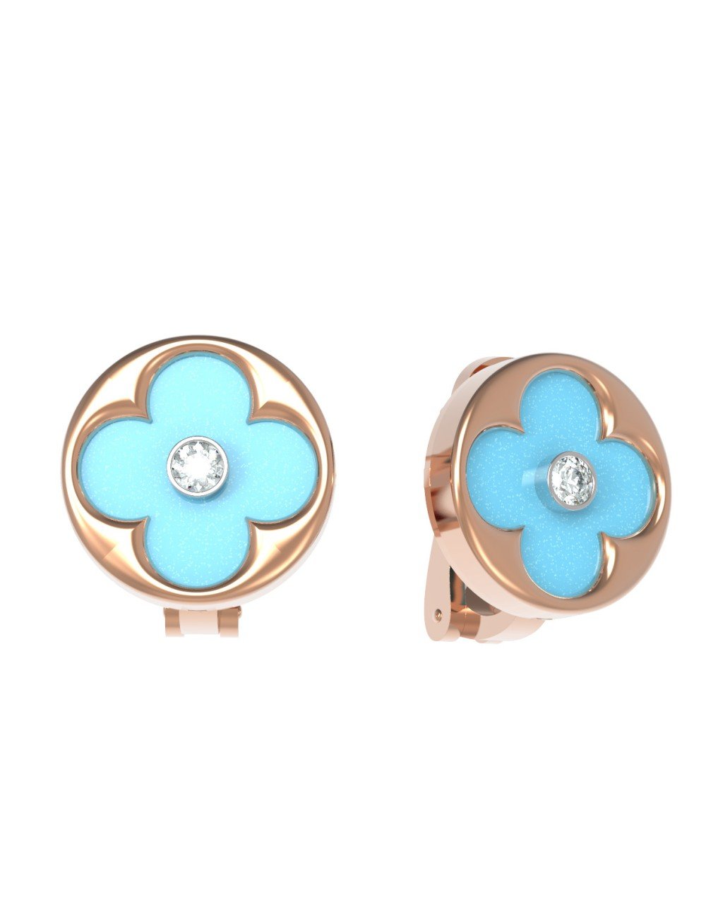 Серьги из золота c бриллиантами и бирюзой