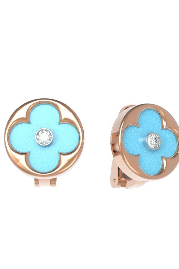 Серьги из золота c бриллиантами и бирюзой