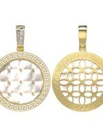 Подвеска из лимонного золота c эмалью и перламутром