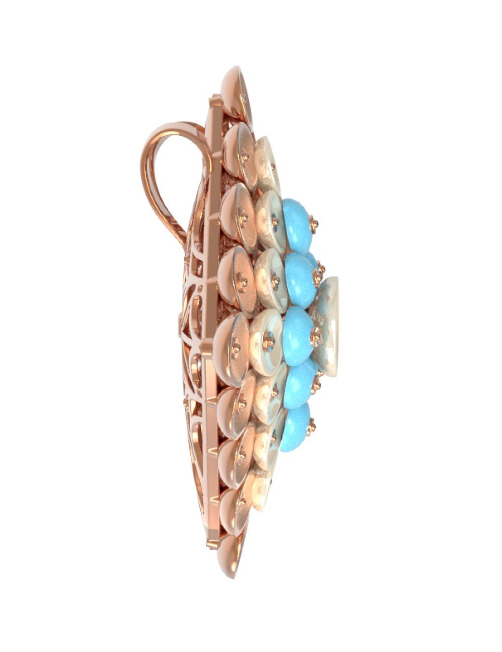 Подвеска из золота c бирюзой и перламутром