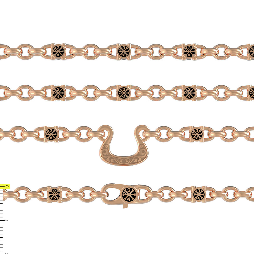 Цепь из красного золота 585 пробы c эмалью