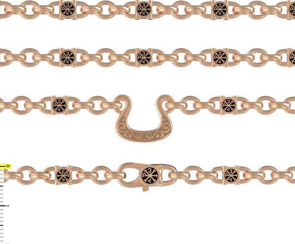 Цепь из красного золота 585 пробы c эмалью